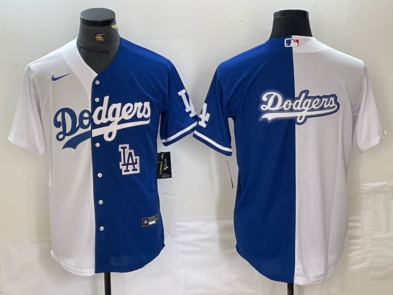 Men Los Angeles Dodgers Blank White blue double Nike Game MLB Jersey style 4